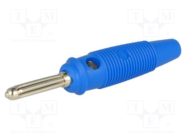 Testera štekers, 4mm, 10A/60VDC, L=60mm, zilā krasa, Hirschmann
