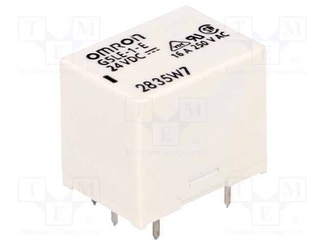 Relejs DC24V, SPDT, 16A/250VAC, 10A/35VDC, 1440Ω(16.66mA), viens kontakts uz pārslēgšanu, 22.5x16.5x19mm, OMRON