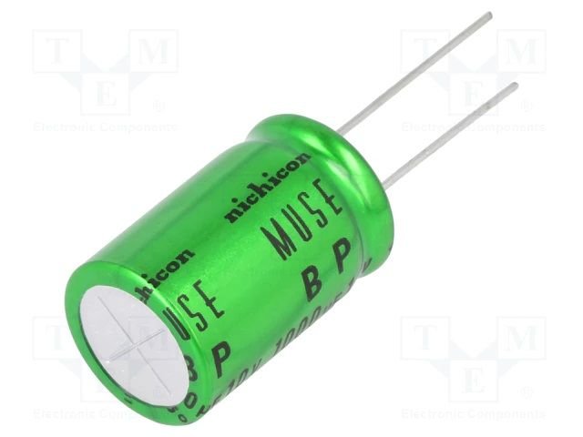 1000/10V, 85C, Ø16x25mm, ±20%, 1000h, kondensators elektrolitiskais nepolārais II, NICHICON, MUSE acoustic