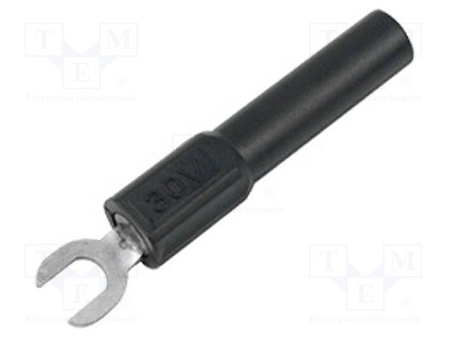 Dakša kontakts 4mm, 60VDC, 36A, 4mm ligzda, melna krasa