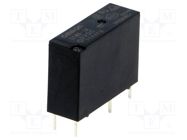 Relejs DC5V, SPST-NO, 5A/250VAC, 3A/30VDC, 125R(40mA), viens kontakts uz saslēgšanu, 20.5x7.2x15.3mm, OMRON
