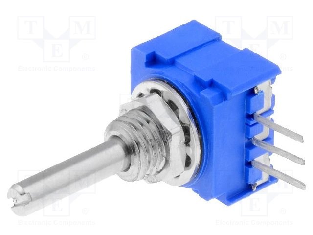 5K, 1W, ±10%, metālkeramisks potenciometrs, Dass 3.18mm, Lass=12.7mm, 13.25x12.5x8.9mm, 290°, BOURNS