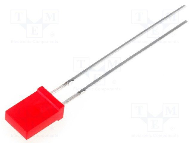 2x5x7mm, sarkana, 25..32mcd, 140grad., 2.0..2.8V/20mA, 588nm, taisnleņķa LED