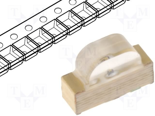 Gaismas diode SMD, oranžs, 1104(3x2x1mm), 110...300mcd, 2.1...2.5V/20mA, 601nm, 120grad., Leņisks, 1104
