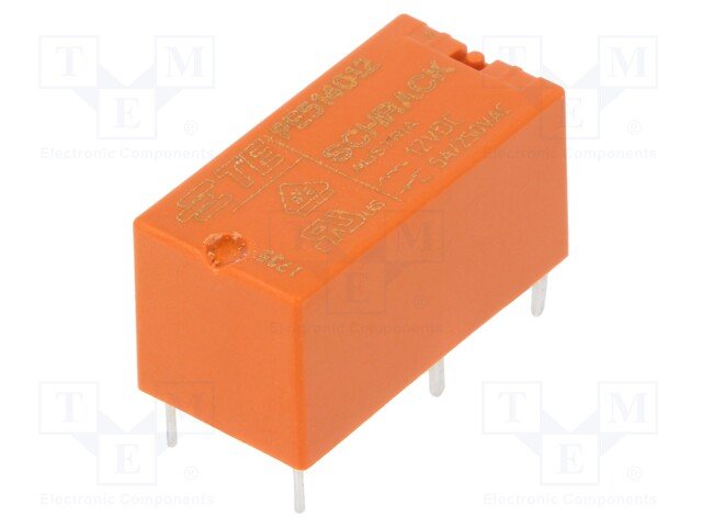 Relejs DC12V, SPDT, 5A/250VAC, 5A/30VDC, 685R(17mA), IP64, viens kontakts uz pārslēgšanu, 20x10x10mm, TE Connectivity