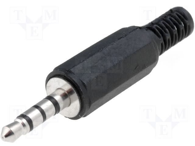 3.5mm (4 kont.) štekers, stereo+video, plastmasas, ar amortizatoru, NINIGI
