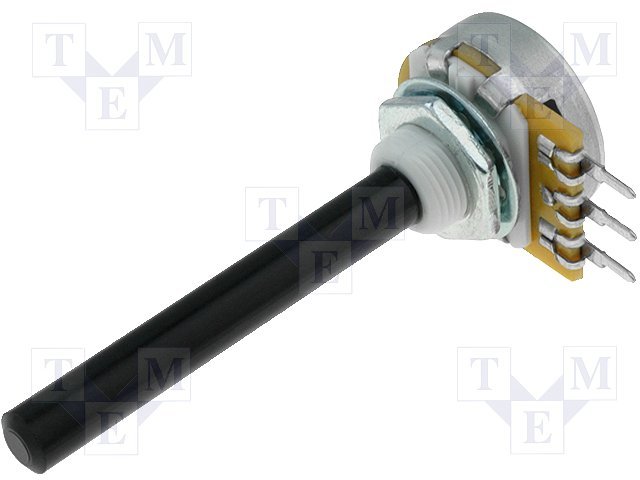 2K2 mono, 20x10mm, 0.4W, 6mm, L=43mm, potenciometrs ar lineare atkarību