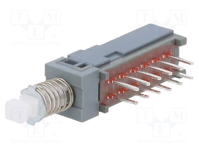 Poga 4PDT, ON-ON, 0.1A/30VDC, THT, 7.3x7x22.2mm, solis 2.5x2.5mm, ar fiksaciju