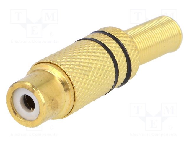 RCA ligzda metāla GOLD, vadam, melnā krasa