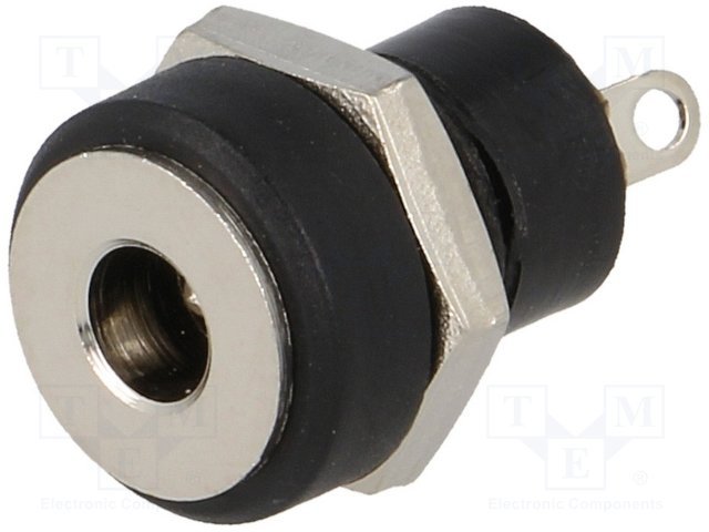1.3*3.4mm, ligzda, skruvējamā (dia. 8mm), plastmasas, vadam, 0.5A/12VDC, LUMBERG