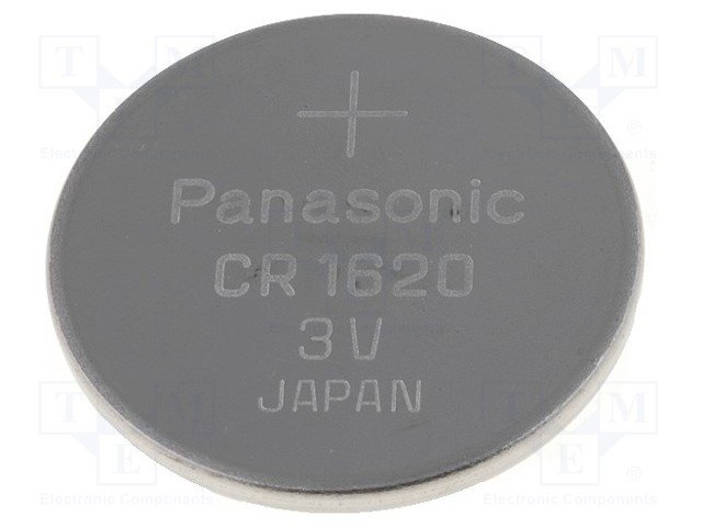 CR1620 litija baterija, 3.0V, Ø16x2.0mm, PANASONIC, 3.2gr