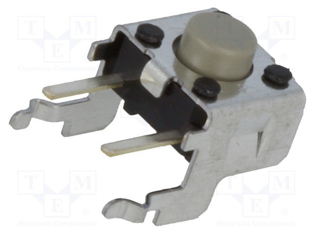 Mikroslēdzejs leņķisks, SPST-NO, OFF-(ON), 0.05A/24VDC, THT, 6x6x4mm, 1.47N, L=1.5mm, ar zeme, OMRON