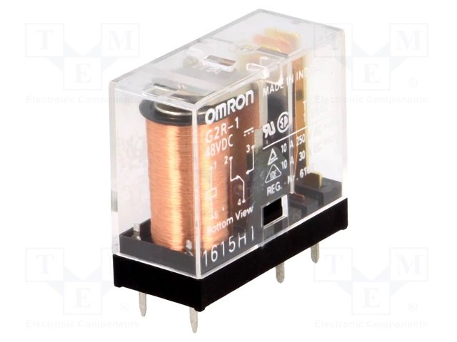 Relejs DC48V, SPDT, 10A/250VAC, 10A/30VDC, 4.17kΩ(11.5mA), viens kontakts uz pārslēgšanu, 29x13x25.5mm, OMRON