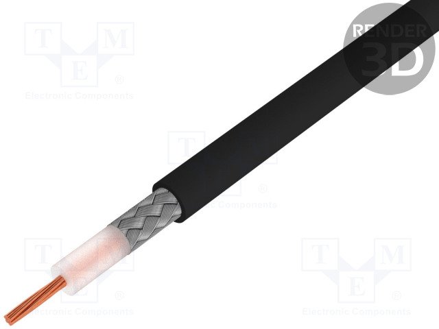 Kabelis koaksiālais RG174AU, CU, Ø2.80mm, 50R, melnā krasa, HELUKABEL