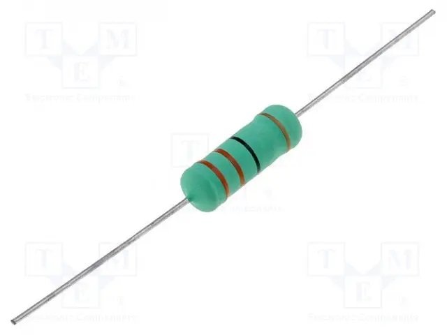0R1 5W, ±5%, Ø6.5x17.5mm, stiepļes rezistors