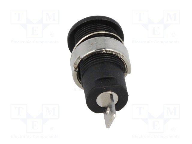 Testera ligzda, 4mm, 32A/60VDC, šasijai, melnā krasa
