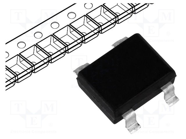 B500S, SMD, 1000V, 1A, 7x6mm, Taisngriežu tilts, SO-DIL