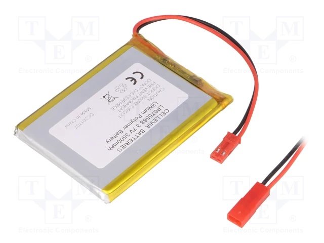 Akumulators Li-pol, 3.7V/3500mAh, konn+sock 2.54*2pins, 7.2x55.5x68.5mm