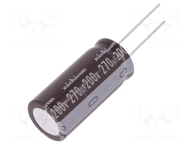 270/200V, 105C, Ø16x35.5mm, ±20%, Kondensators elektrolītisks, 5000h, NICHICON, ar lokaniem izvadiem