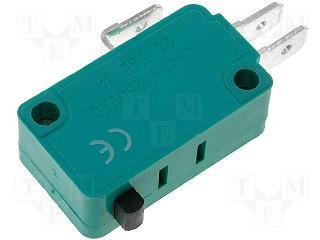 Mikropārslēdzējs bez sviras, SPDT, ON-(ON), 10A/250VAC, IP40, 28x10.3x16mm, viens kontakts uz parslēgšanu