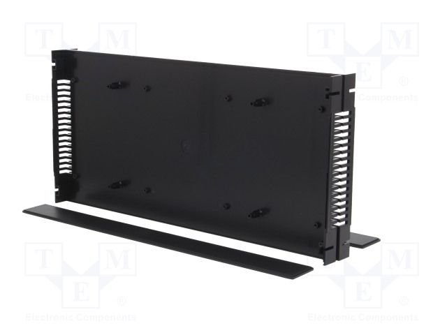 Plastmasas korpuss, 19" standard, 1U, 431x203x43mm, ABS, melnā krasa, ar ventilāciju