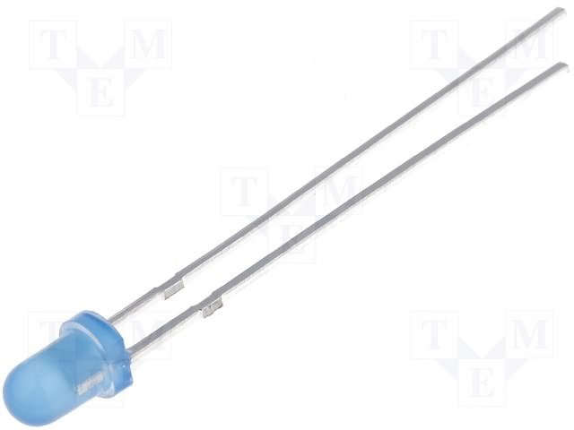 3mm, zila, 220...450mcd, 40°, 2.9...3.6V/20mA, 465-475nm, gaismas diode
