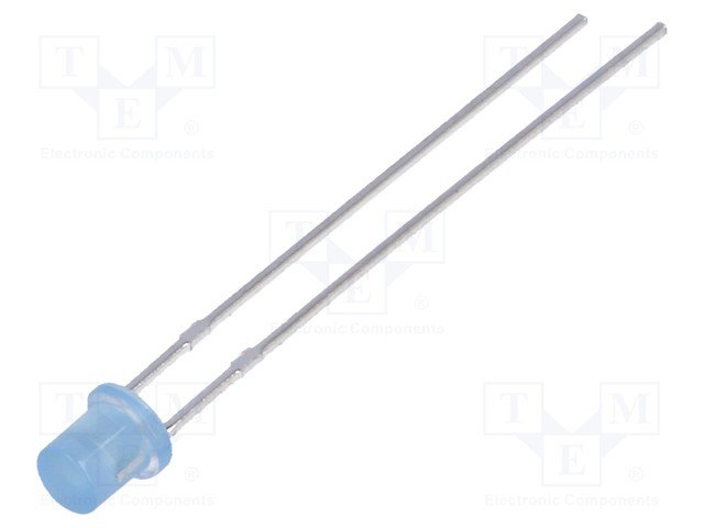 3mm, zila, 210...350mcd, 110°, 2.6...3.6V/20mA, 470nm, gaismas diode, plakana