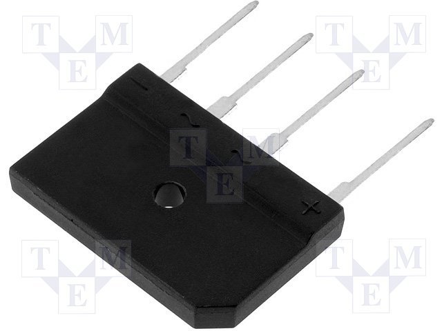 GBI10M diožu tilts, 1000V, 10A, 30x20x4.6mm, plakans, vertikāls