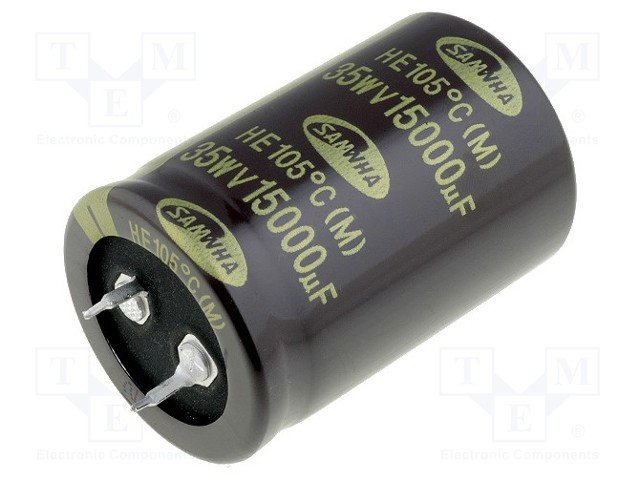 15000/35V, 105C, Ø30x45mm, ±20%, Kondensators elektrolītisks, 2000h, SAMWHA, SNAP-IN