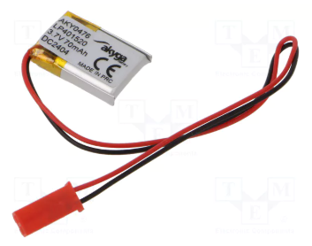 Akumulators Li-pol, 3.7V/70mAh, izvadi, 4.0x15x20mm