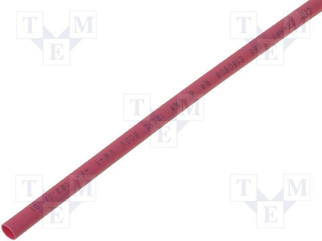 Termosarūkšs kembriks, Ø3.2mm=>1.6mm, 2:1, sarkanā krasa, 1m