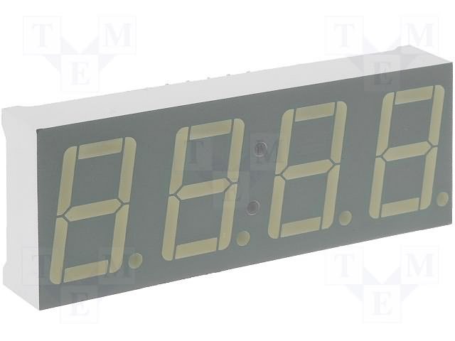 7LED indikators, ceturtkāršs, 14.2mm, 19x50mm, kopējs katods, zaļš