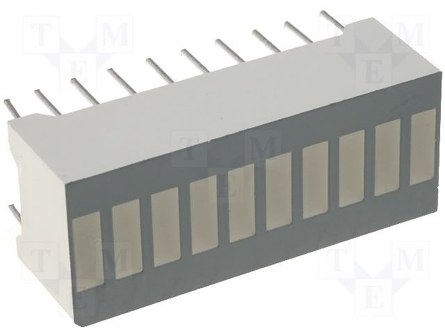 10LED skala, 25.4x10.16mm, zaļš/sarkans