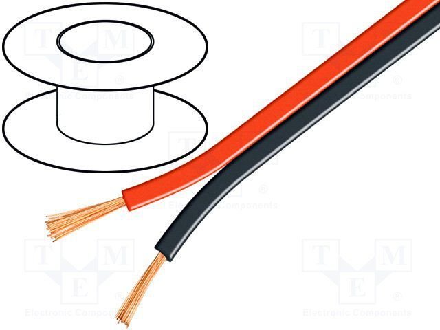 Kabelis akustiskais AUDIO 2x0.75mm2, CCA(Aluminijs+varš), BLACK/RED