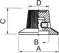 Potenciometru rokturitis Ø15x18.1mm, plastmasa, melna/sudrabota krasa, Ø6.4mm, ar skrūvi, svārki Ø29.2mm ar rādītāju