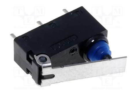 Mikropārslēdzējs ar sviru (taisns) L=13mm, SPDT, ON-(ON), 0.1A/125VAC, 2A/12VDC, IP67, 13.3x5.3x6.5mm, PCB, OMRON