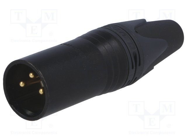 XLR 3PIN, štekers uz vadu, melna krasa, NEUTRIK