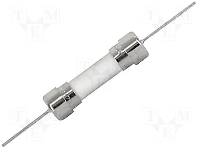 2A, T, 5x20mm, 250VAC, time-lag, keramiskajs drošinātājs ar lokaniem izvadiem