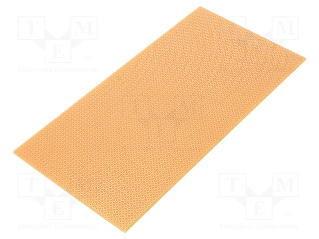 Maketēšanas plate 100x200mm, getinaks, vienkārtēji kontakti, solis 2.54mm, 1.6mm