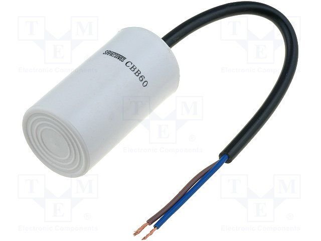 10.0/450VAC+cable elektromotoru kondensators, ±5%, Ø35x60mm, 3000h