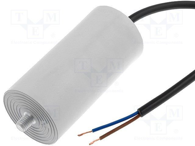 25.0/425VAC+cable elektromotoru kondensators, ±5%, Ø40x92mm, M8, 10000h, DUCATI ENERGIA