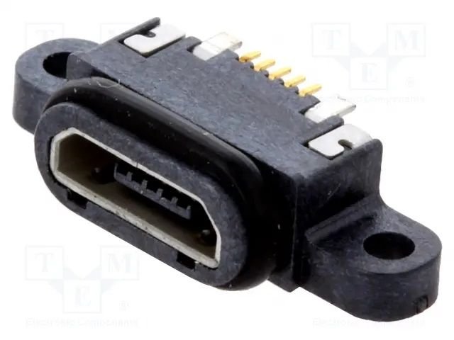 MicroUSB-B(2.0) ligzda uz šasija, skruvejama, IP67, ATTEND