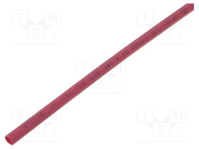 Termosarūkšs kembriks, Ø2.4mm=>1.2mm, 2:1, sarkanā krasa, 1m