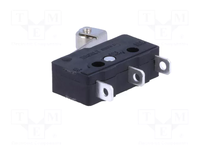 Mikropārslēdzējs ar sviru (ar ruliti) L=25mm, SPDT, ON-(ON), 3A/250VAC, 5A/125VAC, IP40, 19.8x6.4x10.2mm, viens kontakts