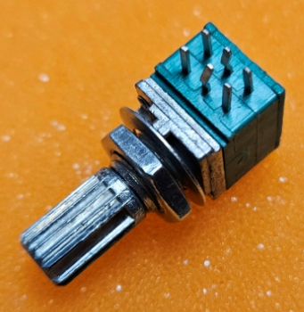 5K stereo, 10x11x25mm, D=6mm, L=10mm, 100mW, ±20%, potenciometrs ar linearu atkarību, THT