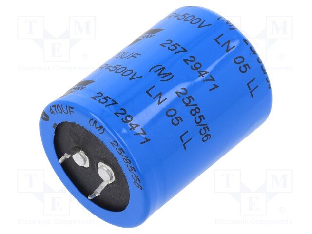 470/500V, 85C, Ø35x45mm, ±20%, Kondensators elektrolītisks, 5000h, SNAP-IN, VISHAY