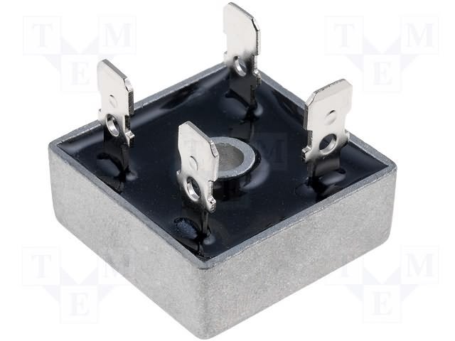 KBPC2506 Tiltiņš 600V, 25A, plakanā veida izvadi 6.4*0.8mm