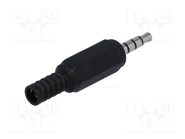 2.5mm (4 kont.) štekers, stereo+video, plastmasas, uz vadu, ar amortizatoru