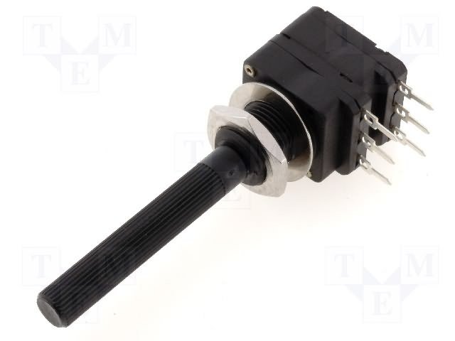 100K stereo, 16x16mm, D=6mm, L=40mm, 100mW, potenciometrs ar logarifmisku atkarību