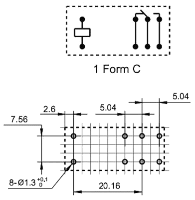 Relejs DC6V, SPDT, 16A/250VAC, 16A/24VDC, 90R(66.6mA), viens kontakts uz pārslēgšanu, 29x12.7x15.7mm, HONGFA RELAY